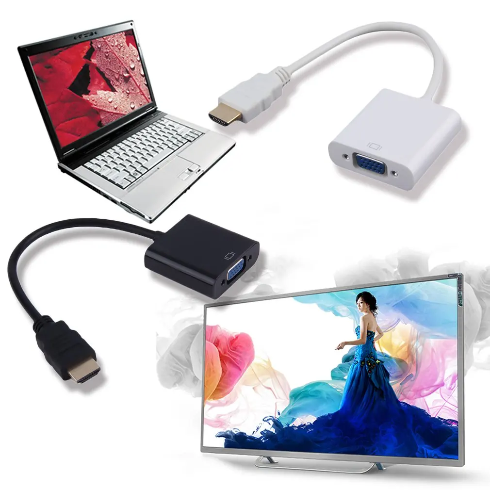 Новинка 2018 1080P HDMI штекер в VGA Женский видеоадаптер Кабель адаптер для ПК DVD HDTV