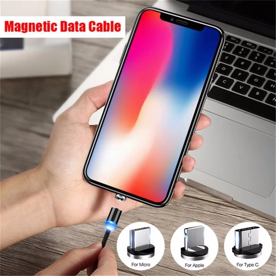Магнитный микро-usb-кабель Android для IPhone X XS 8 7 Plus samsung мобильный телефон Быстрая зарядка usb type C зарядный кабель провод шнур