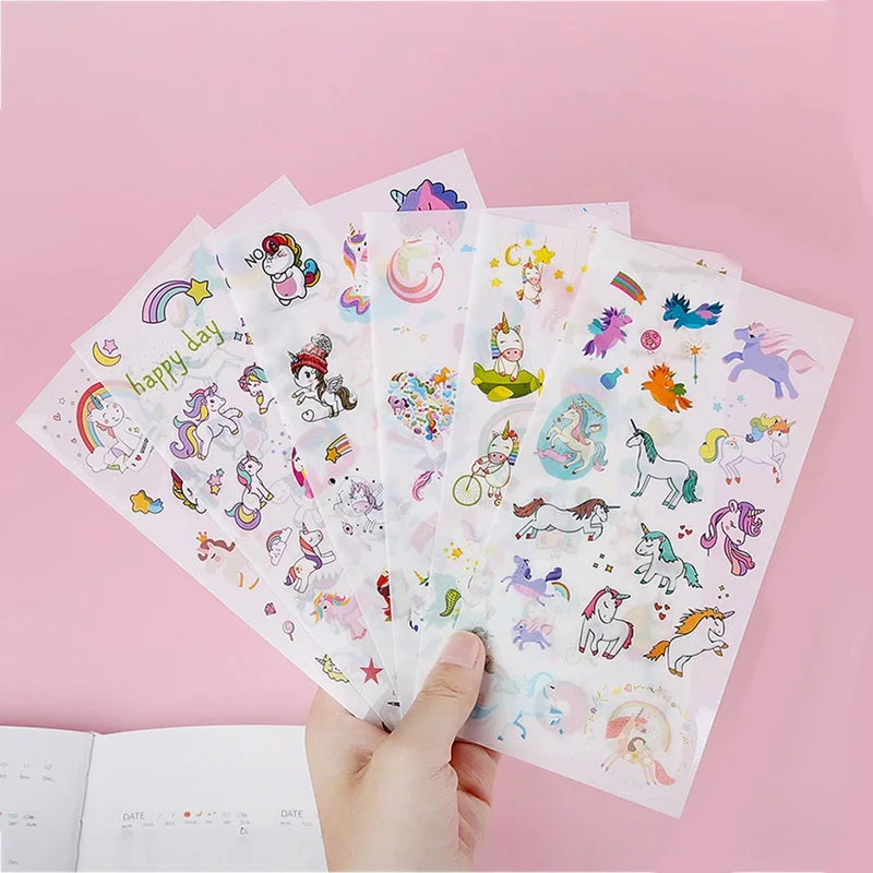 6 шт./упак. счастливый Единорог наклейки Декоративные Канцелярские крафт стикеры