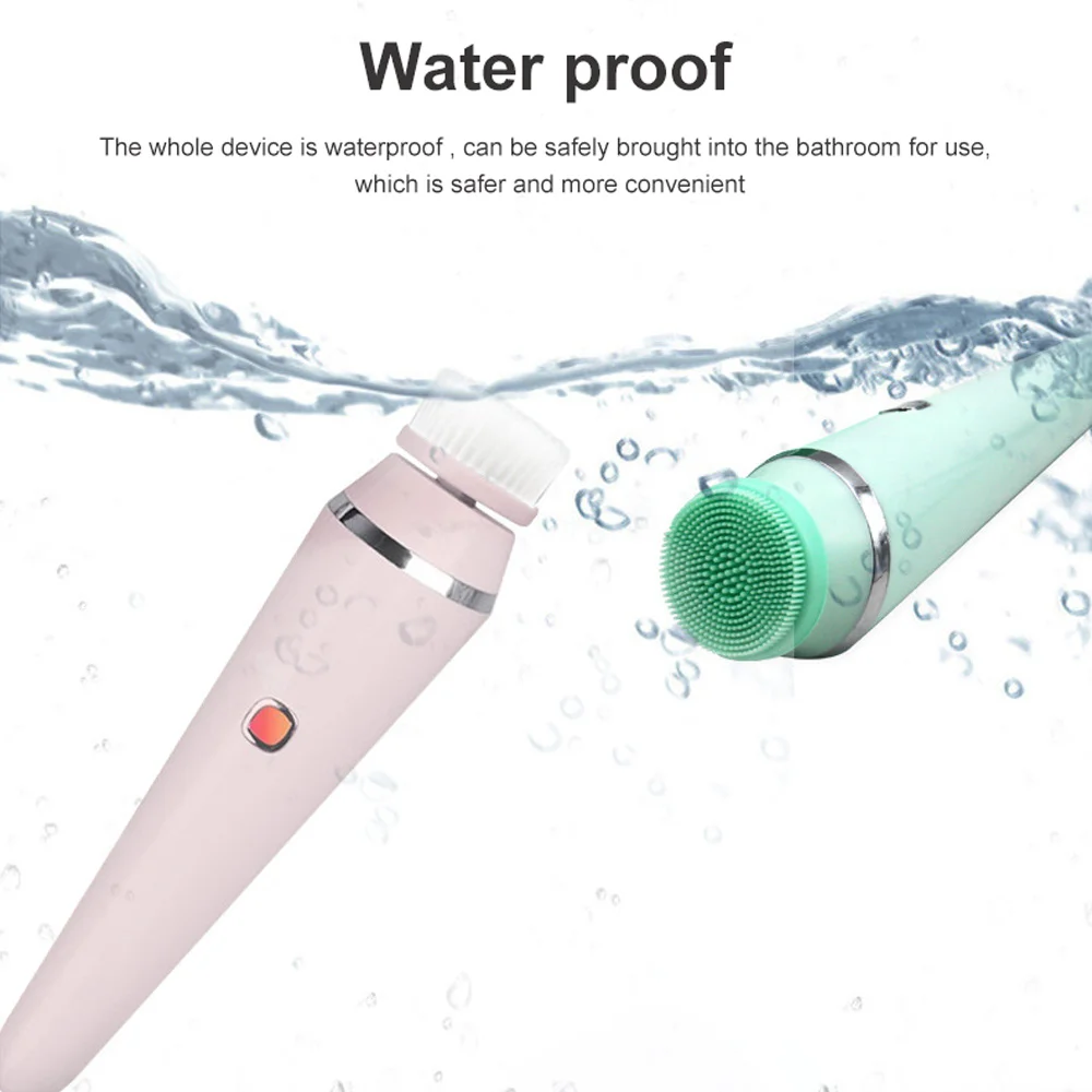 

4 in 1 Facial Cleansing Brush Rechargeable Electric Waterproof Spin Sonic Exfoliating Face Scrubber Brush Kit Skin Care Machine