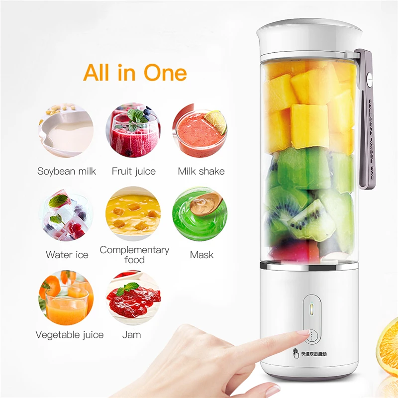 

500ml USB Rechargeable Fruit Juicer Glass Mini Portable Handheld Maker Blenders Mixer for Home Travel Small Juice Milkshake