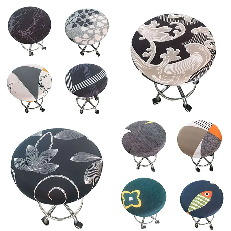 

Seat Chair Slipcover Thickened Round Chair Cover Bar Stool Cover Elastic Stretchable Polyester Round Washable Stool Cushion Home