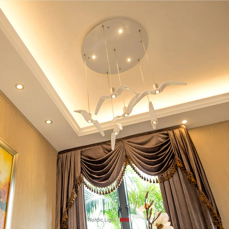 Koop Heng Yuan Europese Hars Brocis Night Vogels Silhouet Sky Gratis Vogel Meeuw Kroonluchter Restaurant Bar Art Decoratie Verlichting