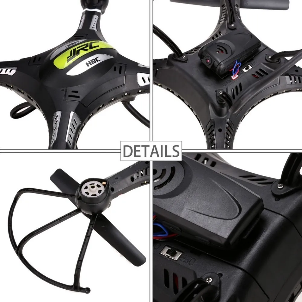 JJRC H8C аэрофотосъемка пульт дистанционного управления Вертолет 2MP HD камера 6 осевой гироскоп 360 градусов Поворотный Светодиодный светильник Дрон ZLRC