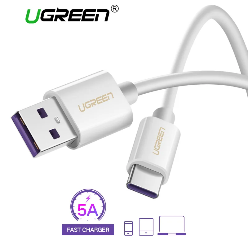 Ugreen 5A usb type-C кабель USB 3,1 быстрое зарядное устройство type-C Серебряный суперзарядный кабель для huawei P10 P20 Pro mate 10 USB C шнур