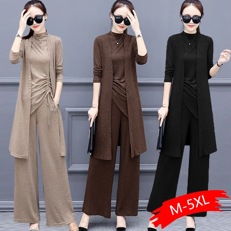 Женский трикотажный спортивный костюм Кардиган с длинным рукавом и пуловер без