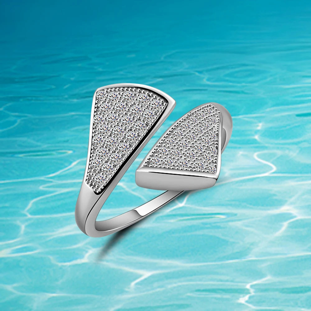 Кольца из серебра 925 пробы с неравномерным цирконием для женщин и девушек