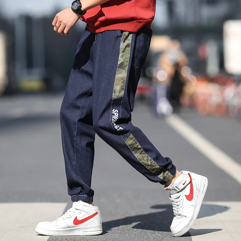 Мужские камуфляжные синие джинсы Классические повседневные брюки карго для бега