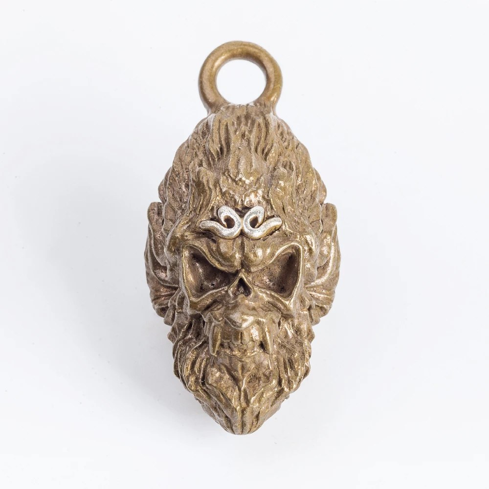 Coppertist. Wu Обезьяна Король Брелки Подвески латунь с серебром китайский супер герой Sun Wukong бронза Зодиак обезьяна ключи цепи - Цвет: Type 1