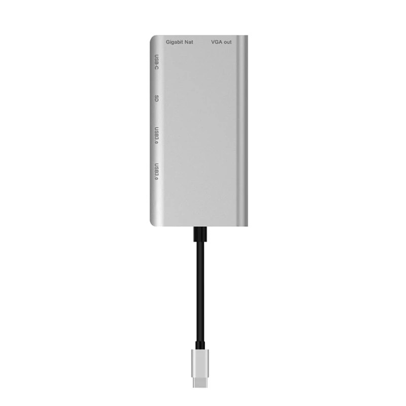 

Multifunctional Dock Station 8 in 1 USB 3.0 Type C Hub to HDMI-compatible +VGA+2xUSB3.0+SD Card Reader+Gigabit Nat+PD
