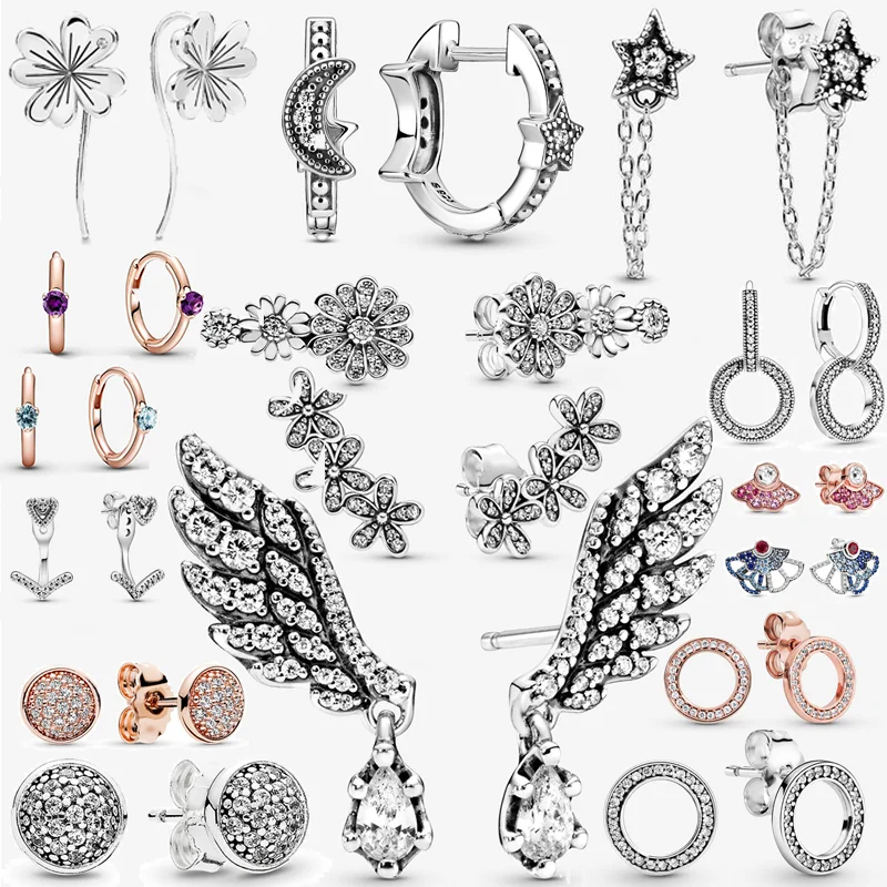 

Exquisite 925 Sterling Silver Earring Shinny Angel Wings Zircon Earrings Women Original Valentine's Day Gift