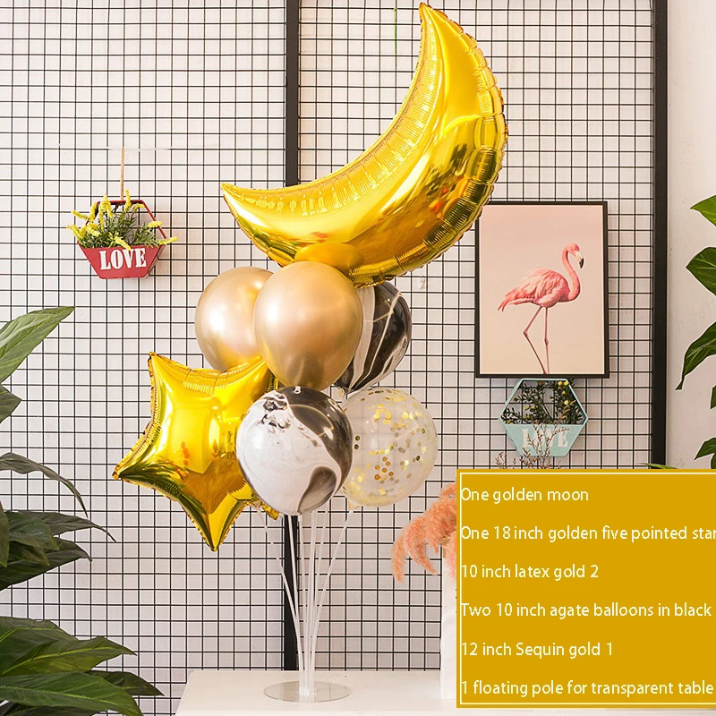 

New Red Table Decoration Star Moon Table Floating Balloon Floating Latex Aluminum Foil Balloon Store Opening Birthday Party 067