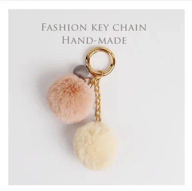 

Fluffy Fur Pom Pom Car Keychains Soft Faux Rabbit Fur Ball Car Keyring For Women Bag Accessories Key Pendant Jewelry Key Chains