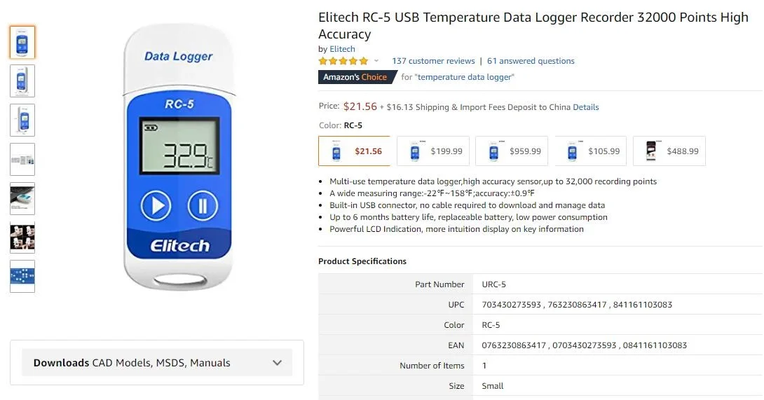 Elitech RC-5 цифровой USB Регистратор данных температуры Высокая точность для Temp C/F рекордер-2 года гарантия качества