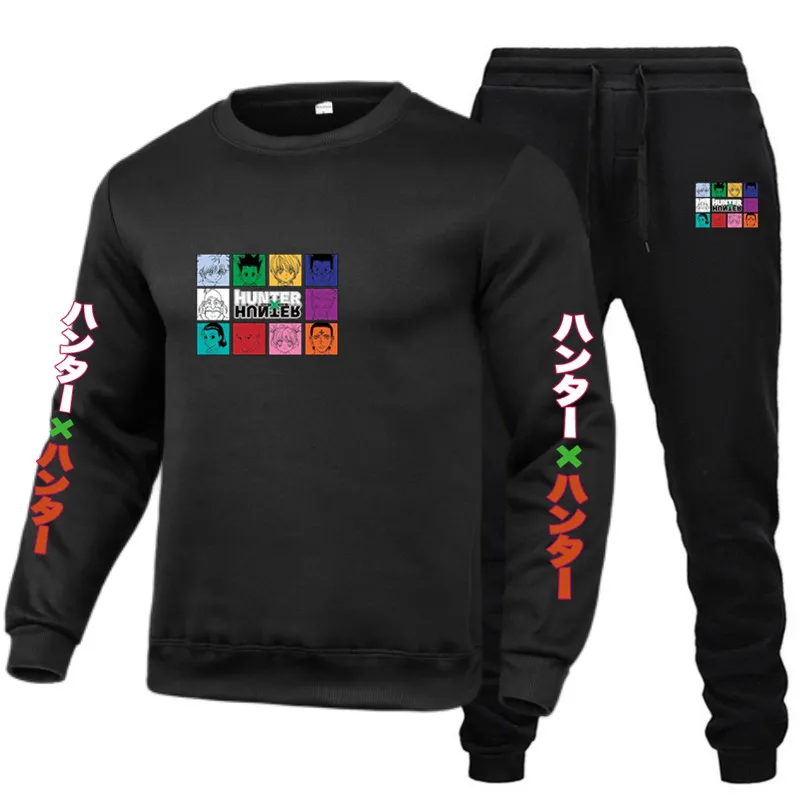 

Hunter X Hunter suit new sportswear 2-piece hoodie trousers jogging fitness sportswear pullover track suit round neck shirt set