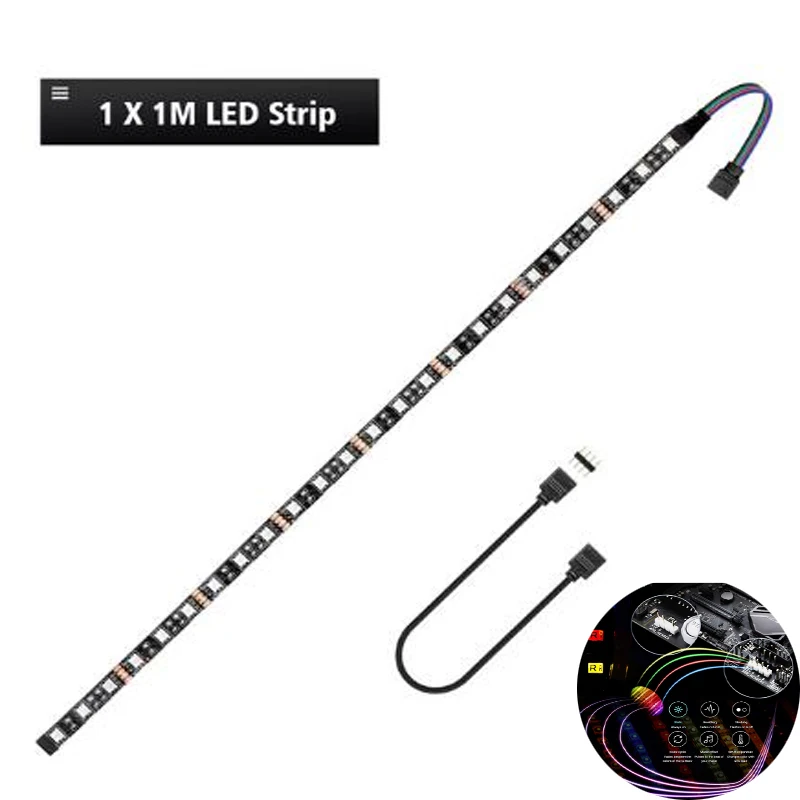 1x1m led strip Для Mid чехол с рисунком башня свет геймер DIY аура синхронизация M/B светодиодный RGB игровой гибкие 5050 Светодиодные полосы световая лента лампа с 4pin RGB заголовок - Испускаемый цвет: 1x1m led strip
