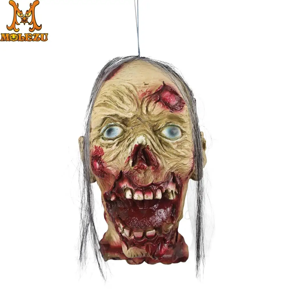 Белый Привидение Из волос Molezu на Хэллоуин голова украшения из ужасов с