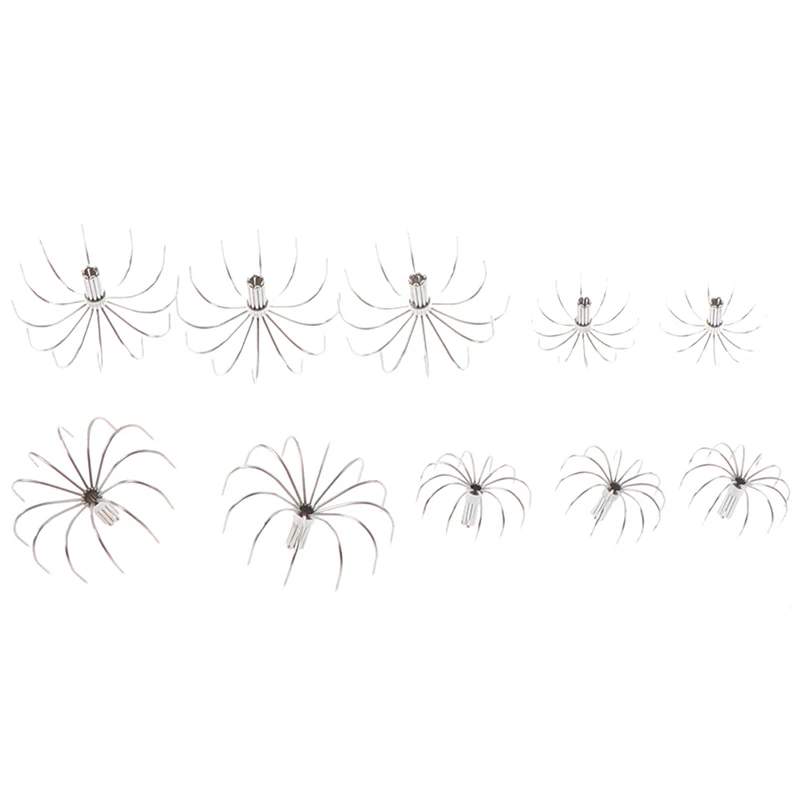 5PCS/Lot Explosion Fishing Hook 12 Needles Lifelike Squid Stainless Steel Barbless Jigging Inkfish Boat Cuttlefish Accessories | Спорт и