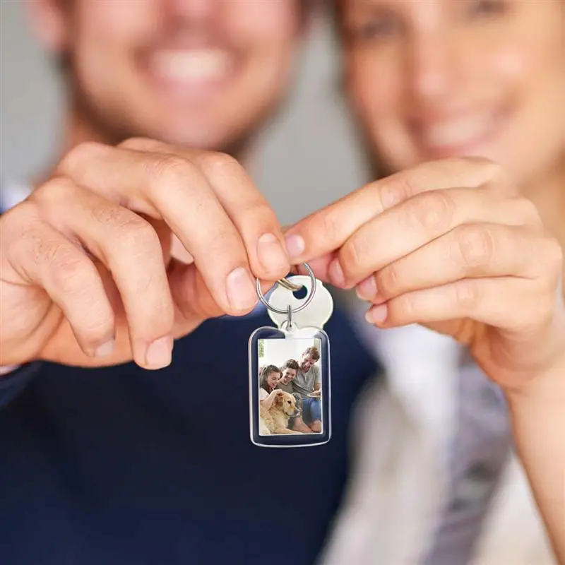 10 шт. акриловая фоторамка брелок прямоугольник пустая вставка разъемное кольцо