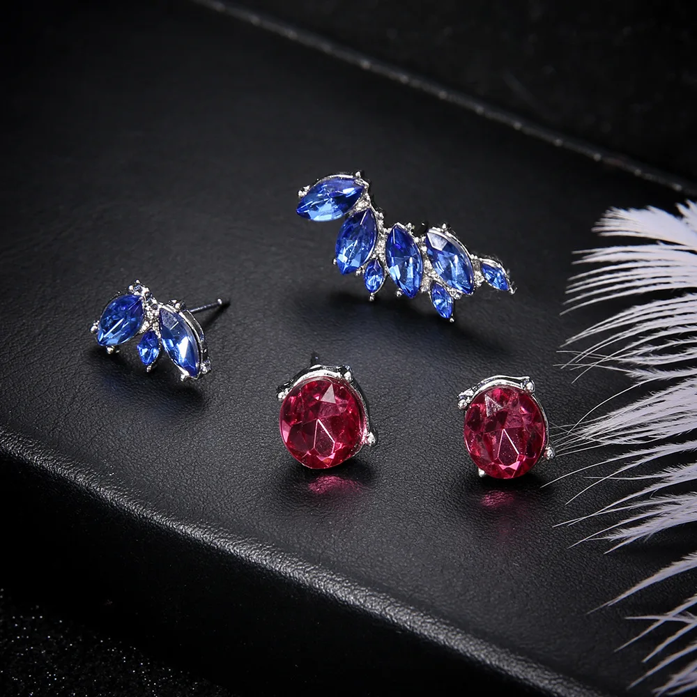

Vintage Crystal Stone Ear Studs Earrings Set Statement Jewelry