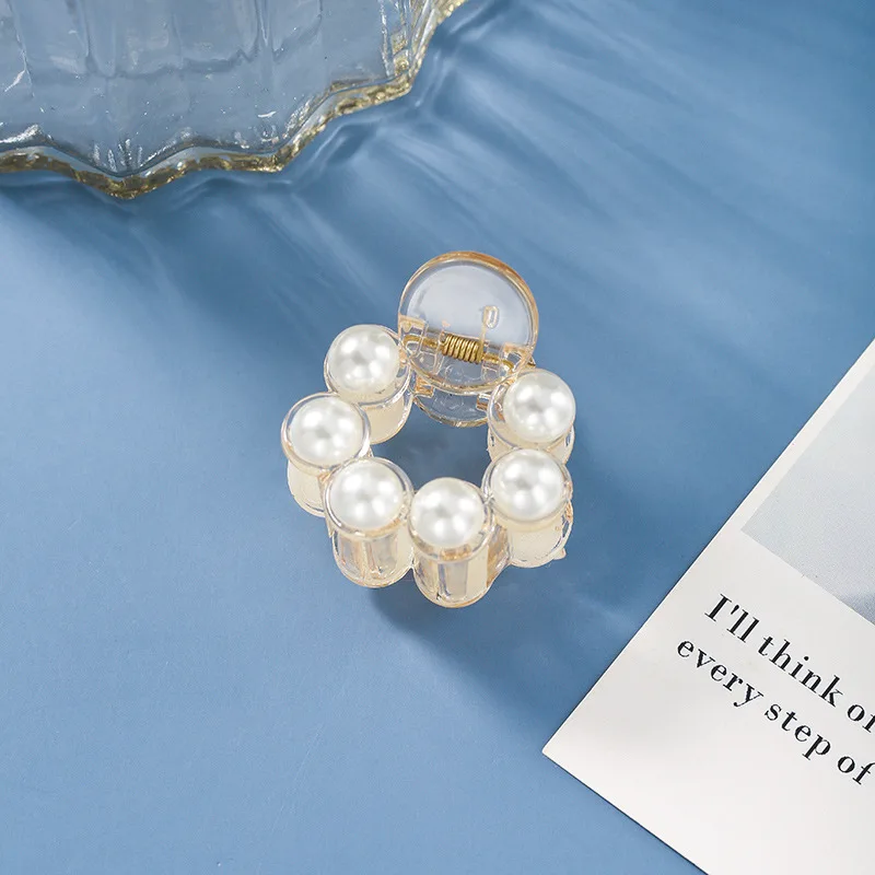 Заколка краб для волос Мини Круглая шпильки с жемчугом женщин и девочек
