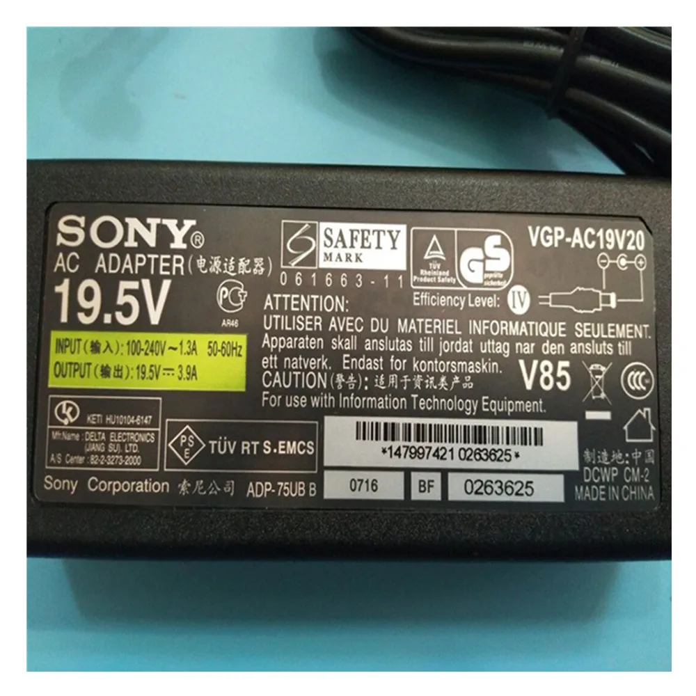 Новый оригинальный 19 5 V 3.9A AC адаптер питания для SONY VAIO VGP AC19V37 AC19V38 VPCW VPC W|ac adapter