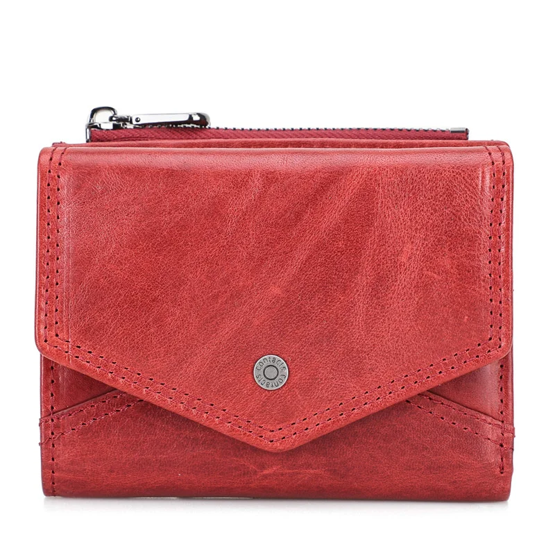 

New Design RFID anti theft brush cow genuine leather men lady wallet three fold zipper zero wallet holographic luxury purse