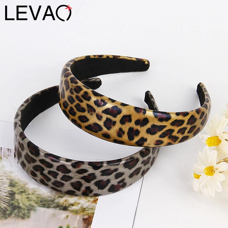 Женский ободок с леопардовым принтом LEVAO из синтетической кожи аксессуар для