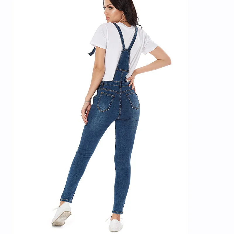 

2021 Spring and Autumn Solid Color Loose Denim Suspenders Women's Large Fashion Street Personality Jeans Suspenders
