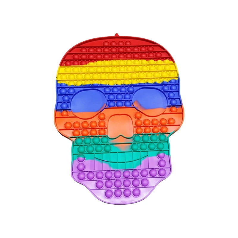 

New Colorful Skull Push Bubble Fidget Toys Anti Stress Adults Children Sensory Interactive Silicone Toy Gift