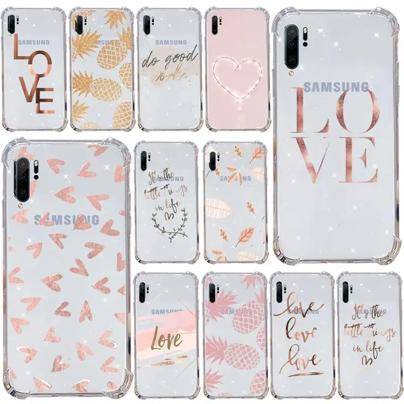 

Bling love heart fruit Phone Case Transparent for Samsung s9 s10 s20 Huawei honor P20 P30 P40 xiaomi note mi 8 9 pro lite plus
