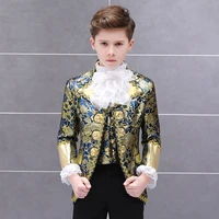 boys retro european court clothing set child prince charming drama show dress suit kids blazer vest pants collar flower outfit