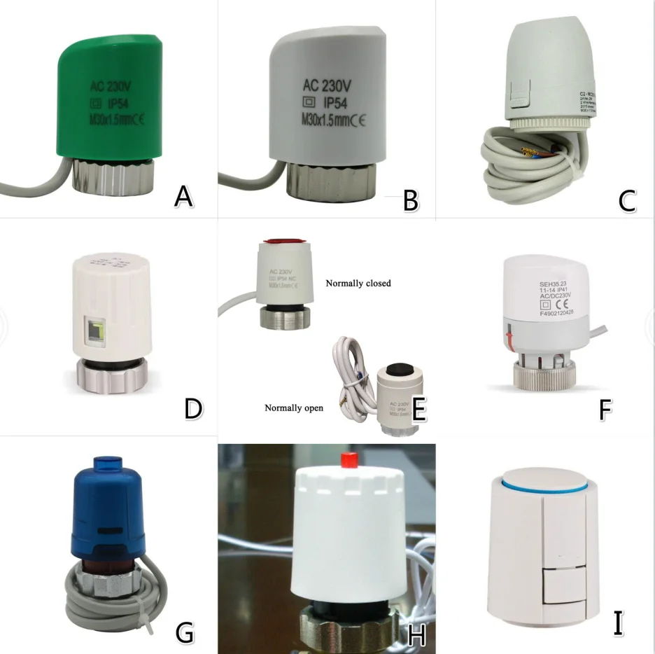 24V 230V НЗ электрический тепловой привод головки клапана для термостат коллектор