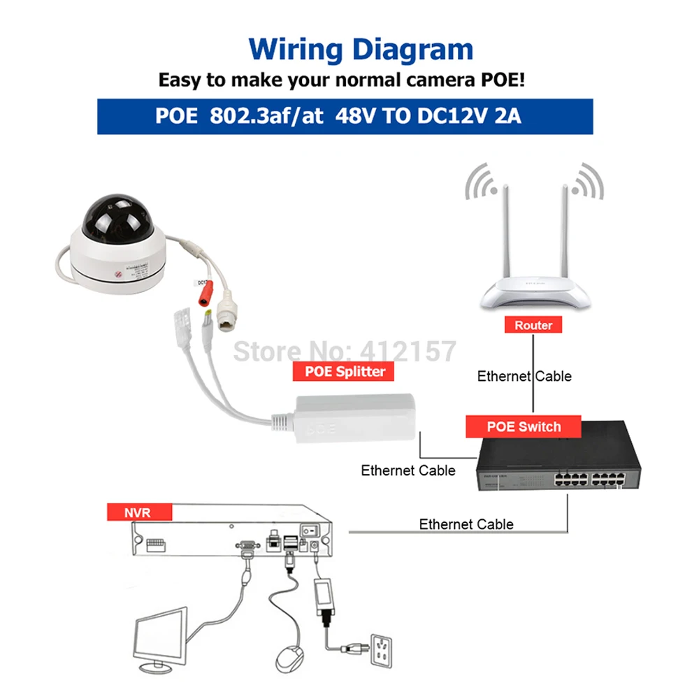 Разветвитель POE IEEE802.3af/at 100 Мбит/с 5 5*2 1*12 мм|splitter|splitter poesplitter cctv |
