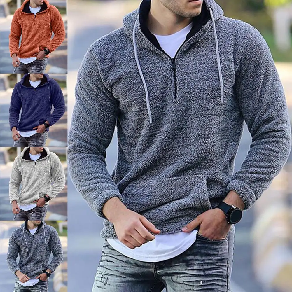 Мужской свитер пушистый с длинным рукавом приталенный силуэт Универсальный