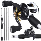 Удочка из углеродного волокна и Катушка Sougayilang, 4 секции, 1,98 м, комплект из 12 + 1 шарикоподшипников для заброса приманки