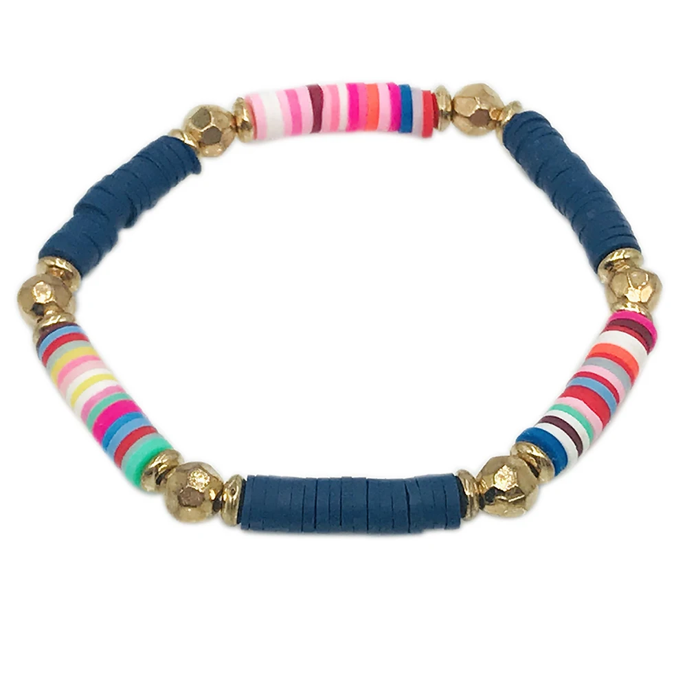 

Boho Multicolor 4mm Polymer Clay Heishi Beads Cowrie Seashell Crystal Stretch Bracelet Women Girl New Fashion Surf Jewelry Gift