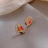 the new s925 silver needle color geometric pattern spring and summer new niche design personality trendy earrings wholesale