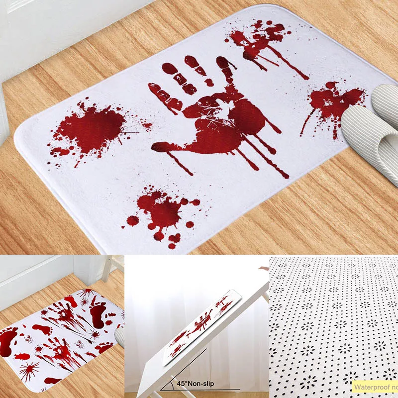 Новинка мягкий коврик в стиле Хэллоуина украшение следы крови нескользящий