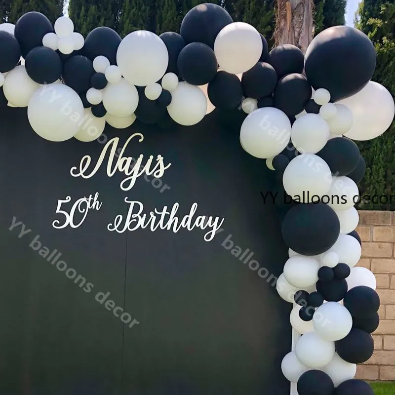 122 шт. набор черных и белых воздушных шаров | Дом сад