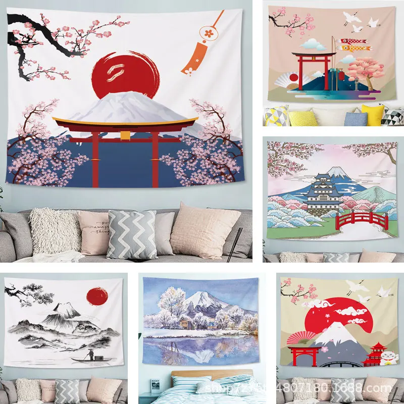 

Японский подвесной тканевый фон, тканевый гобелен для спальни, комнаты, настенное общежитие, прикроватный декор, гобелен на стену, Настенна...