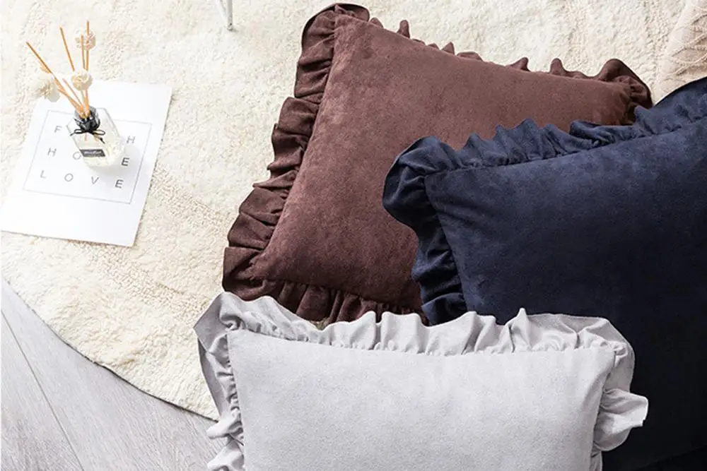 Новинка Роскошный милый чехол с оборками и каймой из 100% чистого плюша для подушки