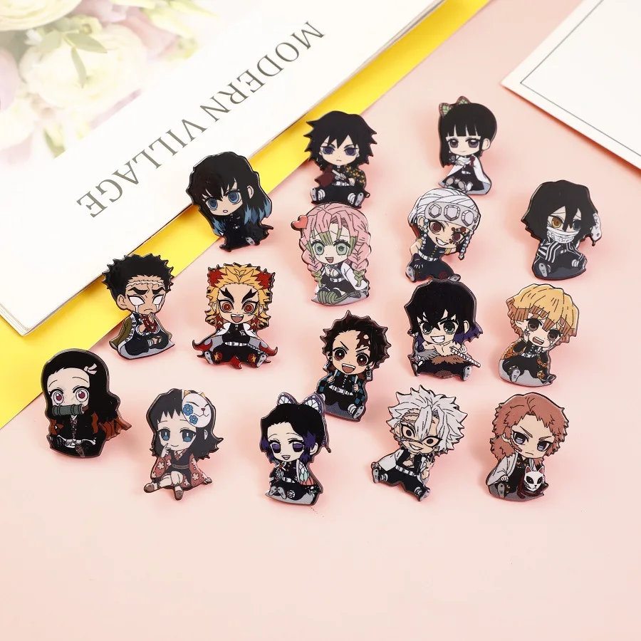 

16 styles of Japanese anime brooch Demon Slayer acrylic brooch DIY decoration backpack clothes hat gifts for friend customizable