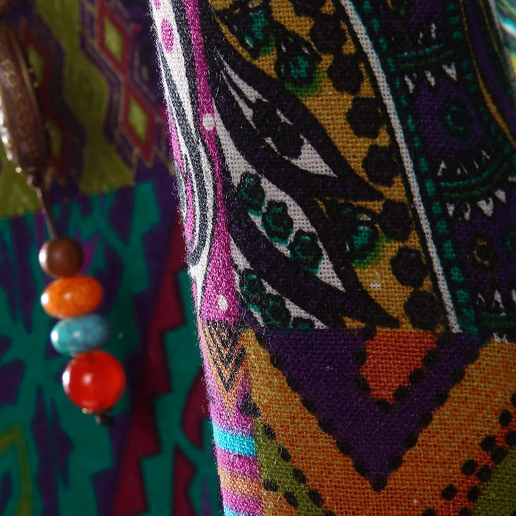 Блузка женская размера плюс с длинным рукавом Модная хлопковая льняная туника