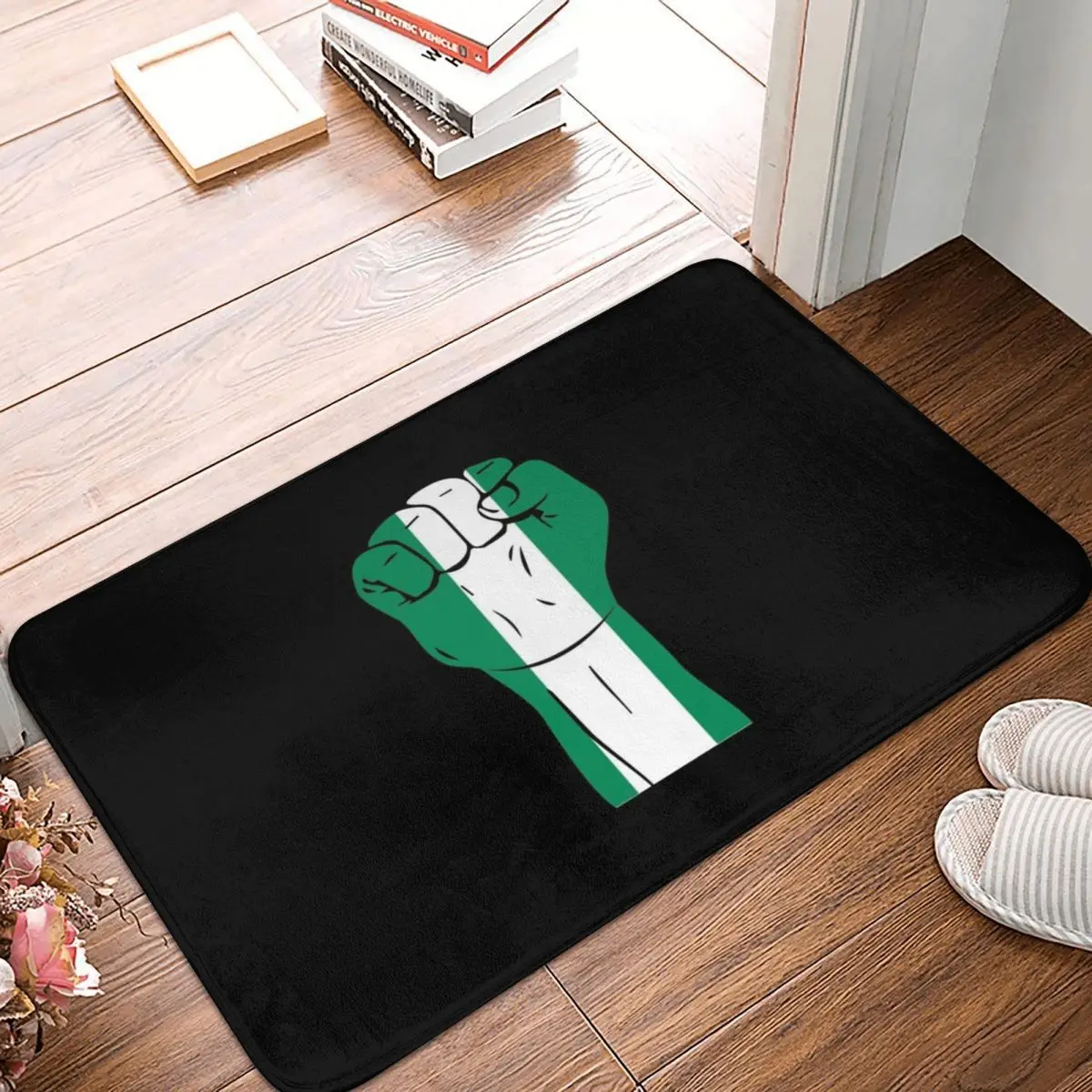 

RAISED FIST NIGERIA Doormat Carpet Mat Rug Polyester PVC Non-Slip Floor Decor Bath Bathroom Kitchen Balcony 40x60