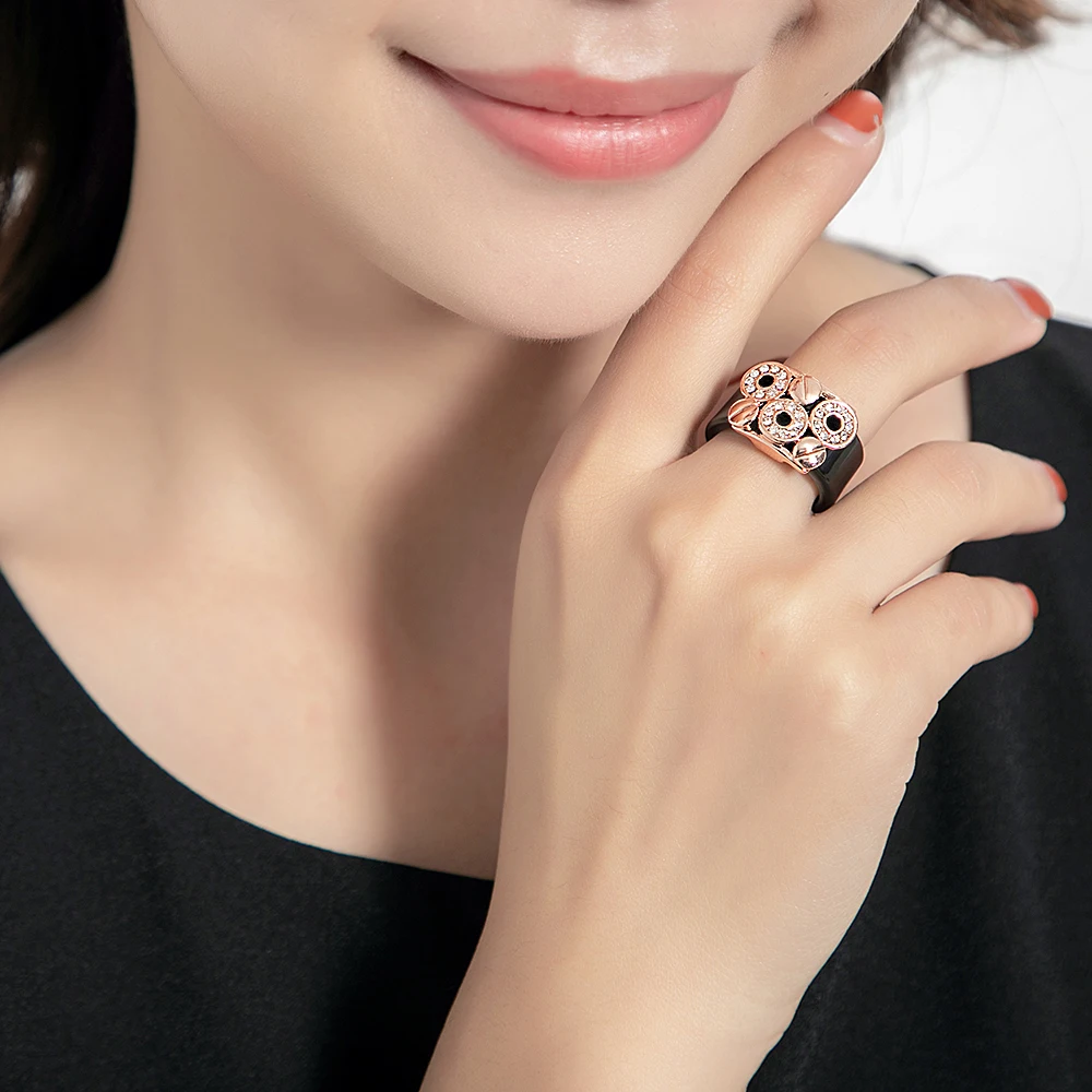 Mytys модное черное кольцо акриловое и Кристальное невидимое с желтой белой