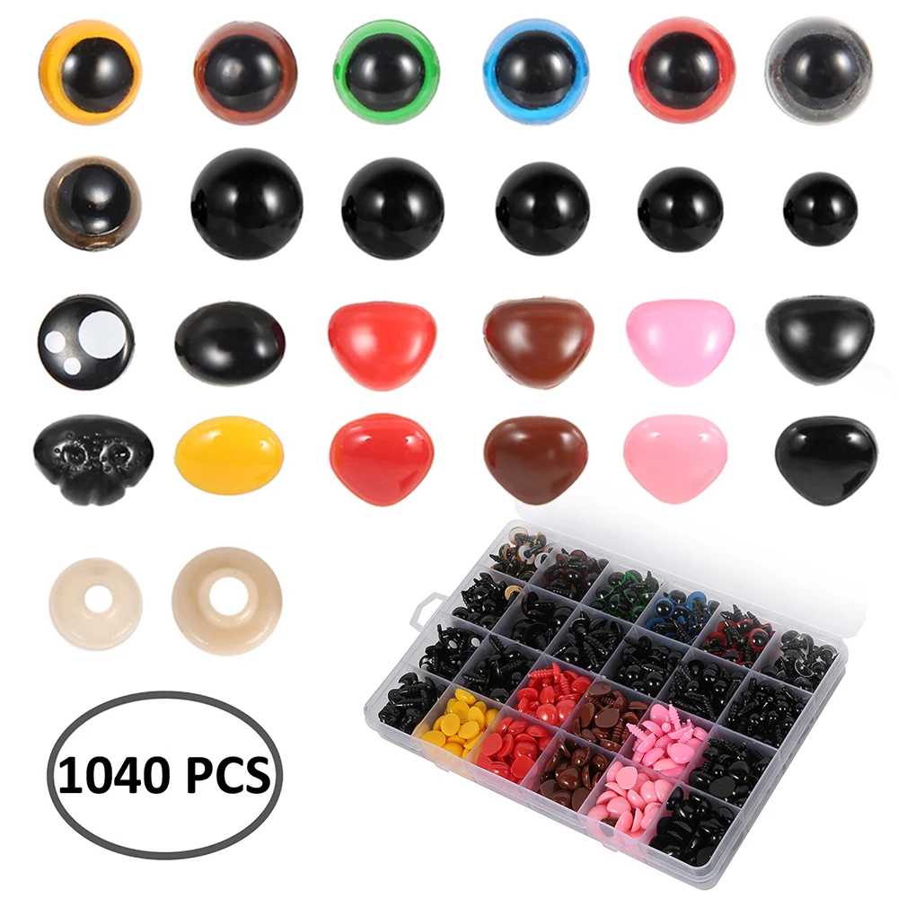 

1040PCS 6-14mm Plastic Safety Eyes Noses Boxes For Teddy Bear DIY Crafts Doll Animal Toy Colorful Amigurumi Accessories