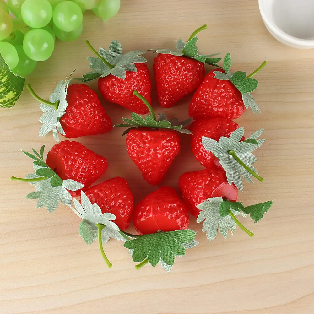 

10pcs Artificial Fruit Strawberry Plastic Simulation Strawberry Ornament Craft Photography Props Christmas Home Decor