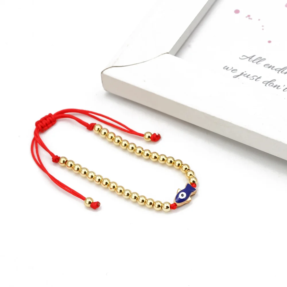 Браслет-цепочка женский Плетеный с подвеской Счастливый глаз и бабочкой