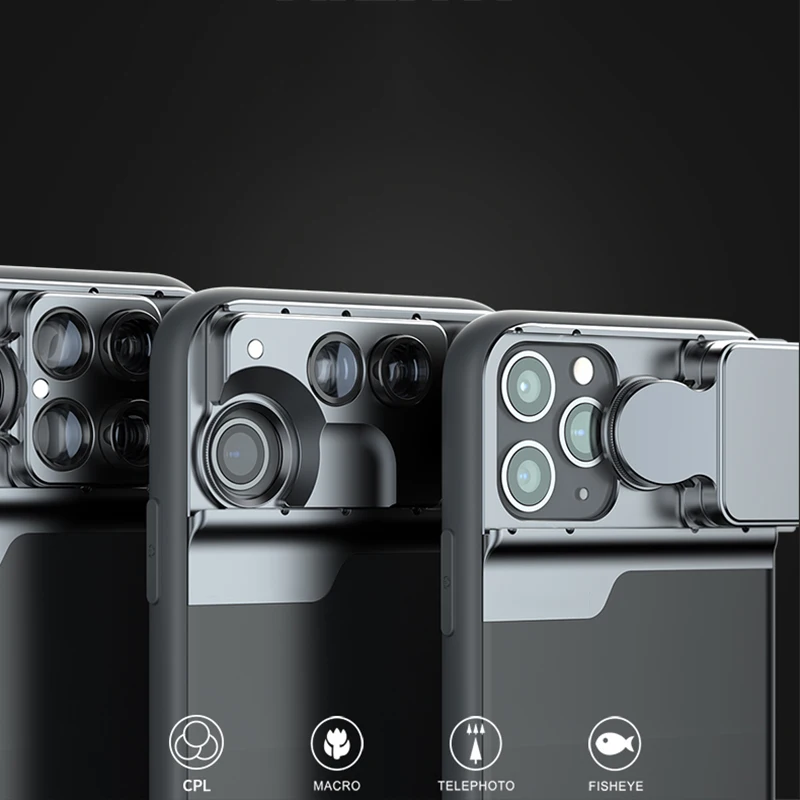 Для iphone 11 pro чехол для телефона линзы 2X телеобъектив рыбий глаз 10X 20X макрообъектив
